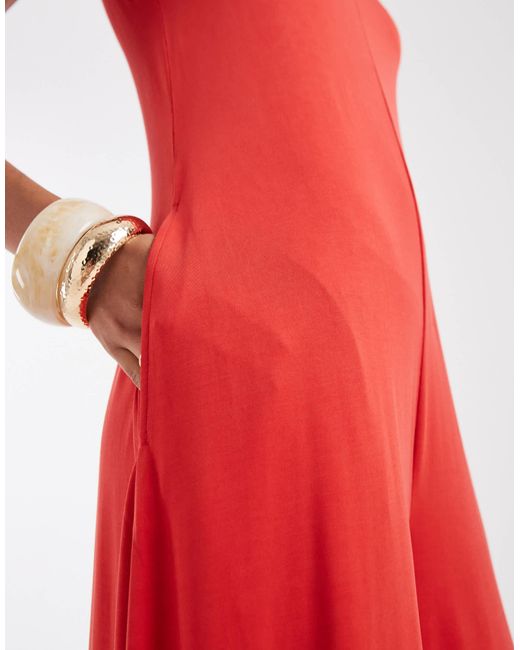 ASOS Red Modal Jumpsuit With Pockets