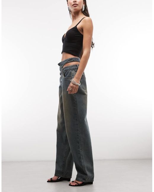 Liquor N Poker Multicolor Straight Cut Out Waist Jeans