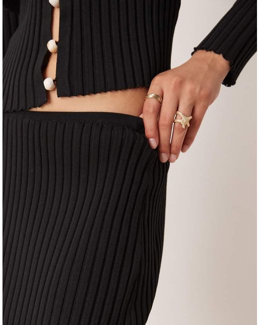 SNDY'S Natural Ribbed Knit Column Maxi Skirt Co-Ord