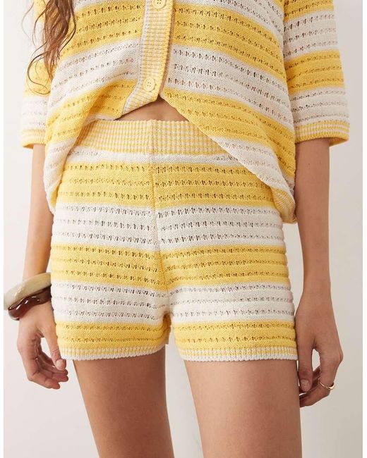 ASOS Yellow Sally Beach Knit Short Co Ord