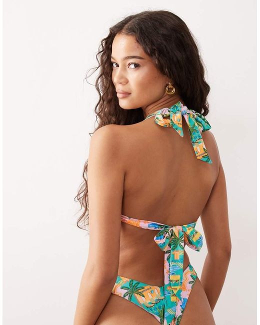 Kulani Kinis Blue Sunlit Spritz Knot Apex Triangle Bikini Top