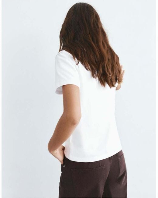 Pull&Bear White Basic Short Sleeve T-shirt