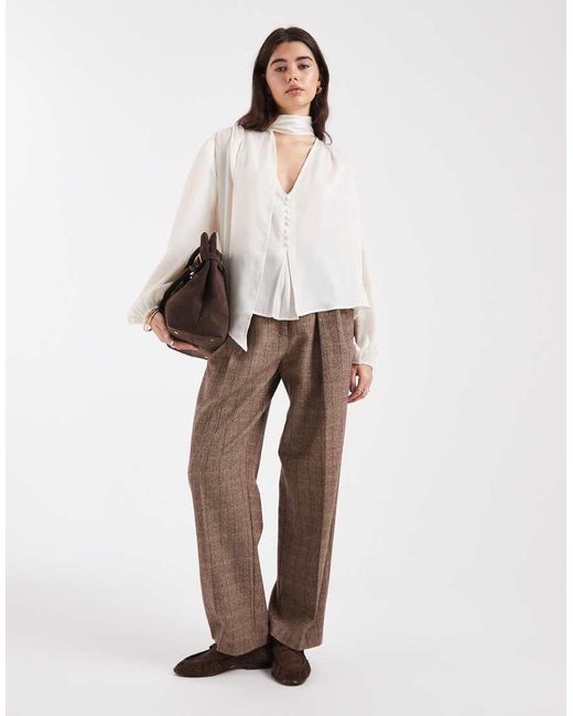 ASOS White Satin Scarf Neck Blouse