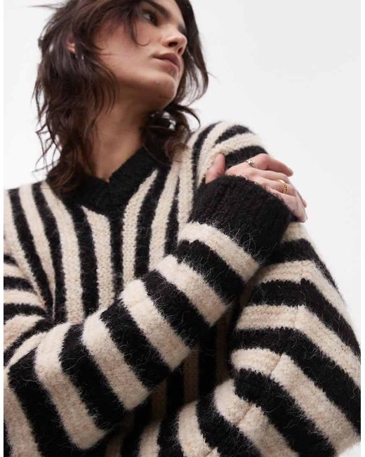 TOPSHOP Multicolor Wool Blend Jumper With Dolman Sleeve