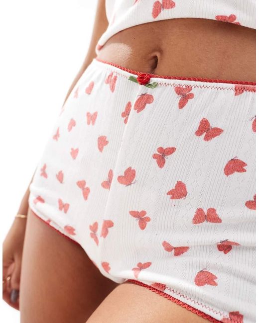 The Frolic White Exclusive Pointelle Lounge Shorts Co-ord