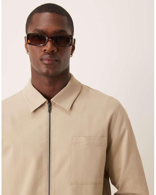 ASOS Net Geribbeld Harrington Jack in het Natural voor heren