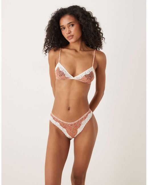 ASOS Multicolor Georgie Mesh High Leg Brazilian With Lace Trim