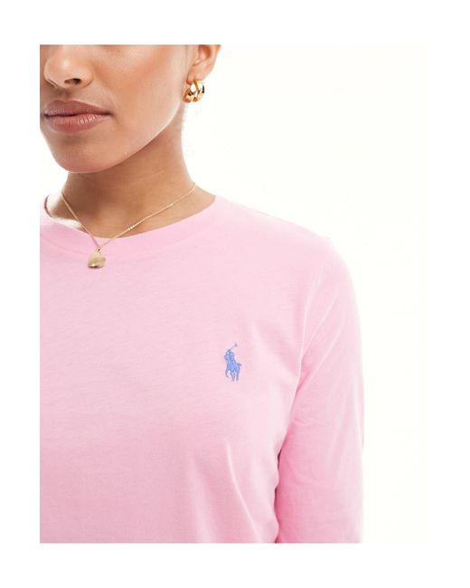 Polo Ralph Lauren Pink Long Sleeve T-shirt With Logo