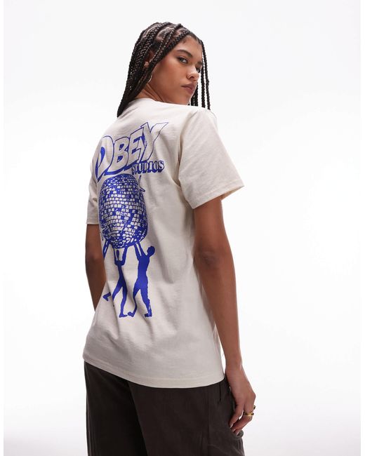 Uplift - t-shirt à logo graphique et imprimé au dos - crème Obey en coloris White