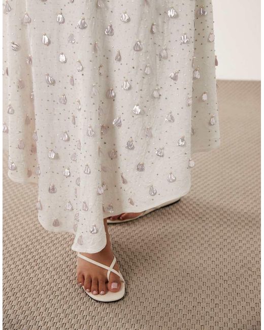 ASOS Natural Dropped Waist Embellished Co-Ord Midi Skirt