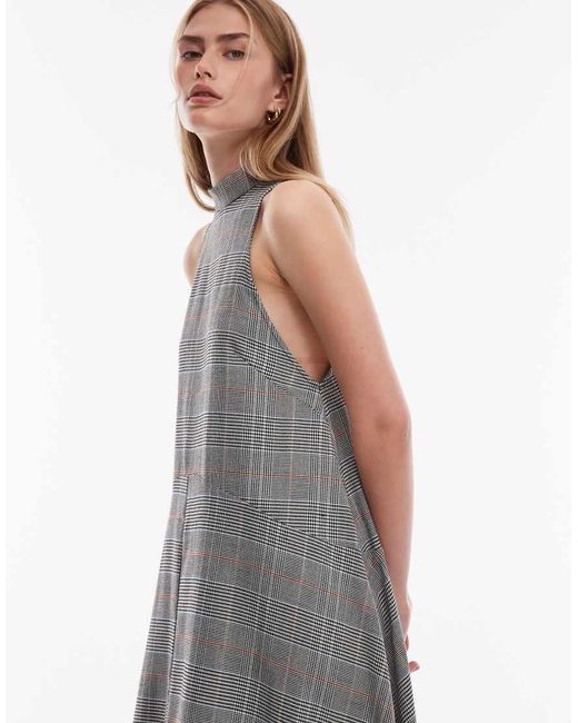 ASOS Gray High Neck Sleeveless Full Skirt Maxi Dress