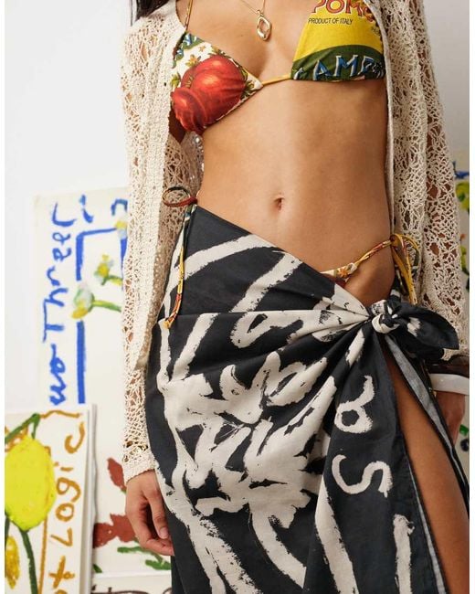 TOPSHOP Blue Abstract Floral Sarong