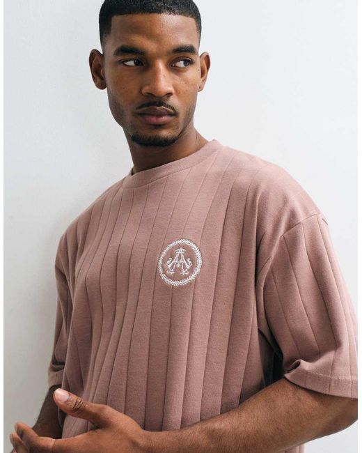 ASOS Brown Heavyweight Oversized Tshirt With Chest Graphic for men