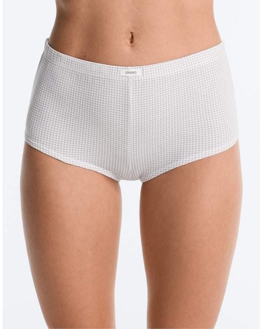 Oysho White 2 Cotton Blend Logo Shorties