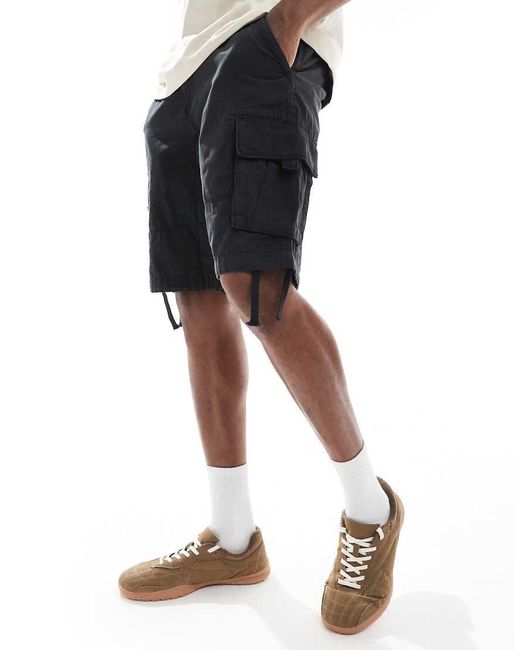 Threadbare Geweven, Katoenrijke Shorts in het Black voor heren