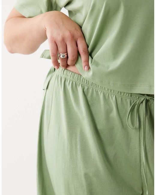 ASOS Green Asos Design Curve Mix & Match Cotton Pyjama Trouser