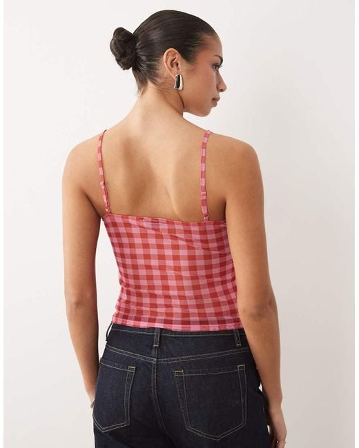 ASOS Red Sheer Mesh Cami Top