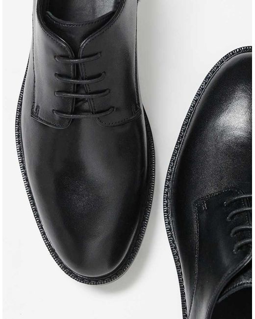 Zapatos Negros Con Cordones De Cuero Oliver De Walk London de hombre de color Black