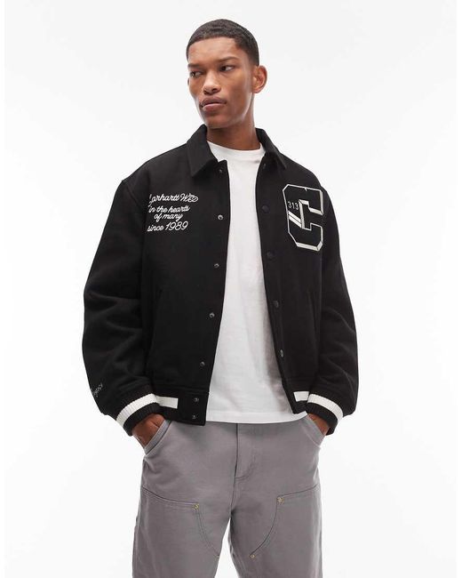 Carhartt Black World Class Varsity Bomber Jacket for men