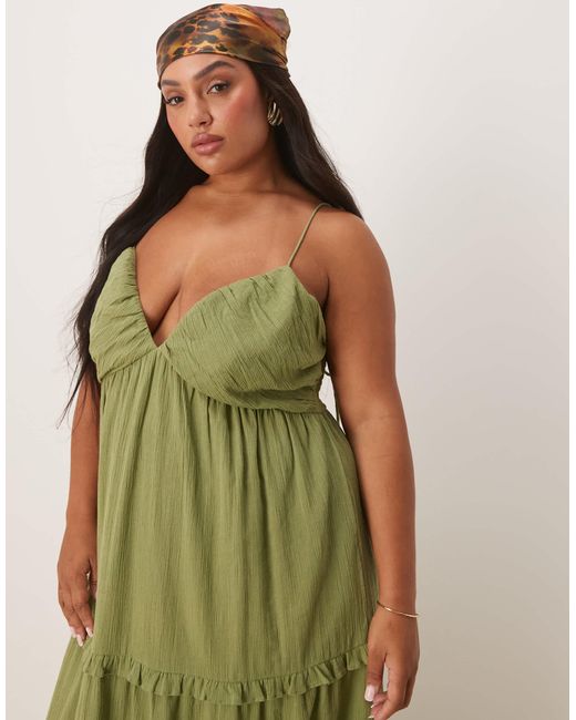 ASOS Green Asos Design Curve Crinkle Cami Maxi Dress