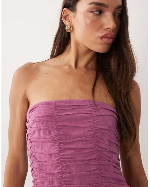 Mango Purple Teen Off Shoulder Ruched Mini Dress