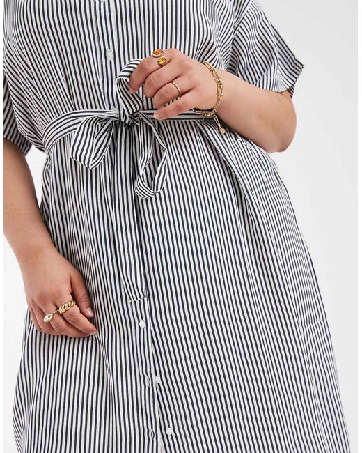 Vero Moda Gray Shirt Midi Dress With Tie Belt