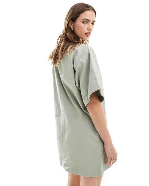 ASOS Green Boxy Oversized T-shirt Cotton Twill Mini Dress