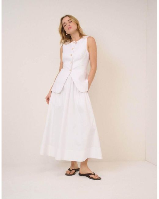Nobody's Child Natural Linen-Blend Tailored Longline Waistcoat