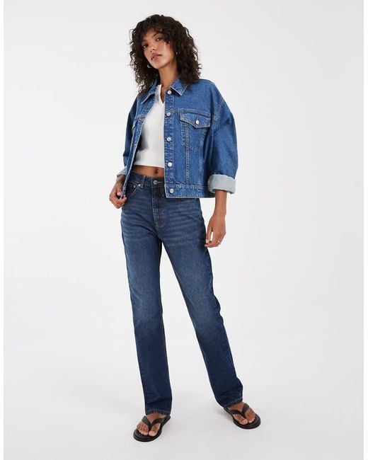 ASOS Blue 90s Straight Leg Jeans