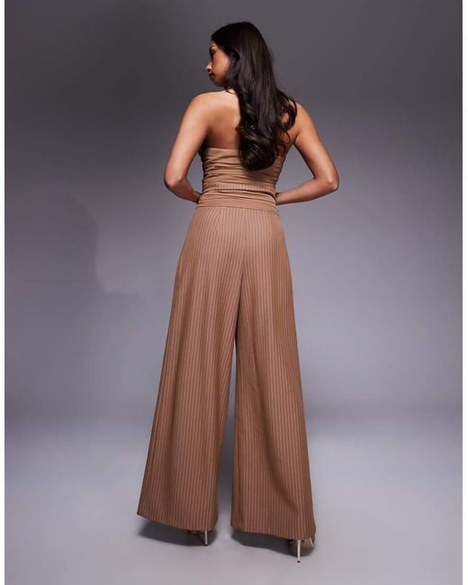 ASOS Brown Co-Ord Wide Leg Trousers With Ruched Waistband Detail