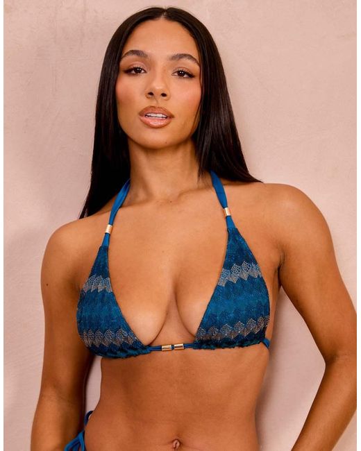 Wolf & Whistle Orange Fuller Bust X Georgia Bayliss Knitted Triangle Bikini Top