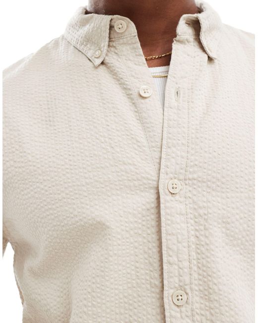 Hollister White Long Sleeve Dobby Shirt for men