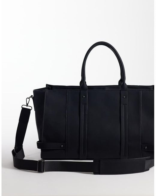 ASOS Blue Faux Leather Carryall Bag for men
