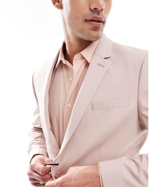Giacca Regular Fit Da Abito Polvere di ASOS in Pink da Uomo