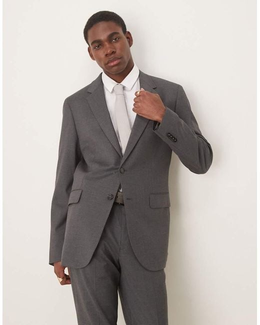 Americana De Traje De Corte Slim De (Parte De Un Conjunto) Mango de hombre de color Gray