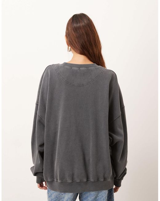 ARRANGE Gray Premium Acid Wash Oversized Jumper