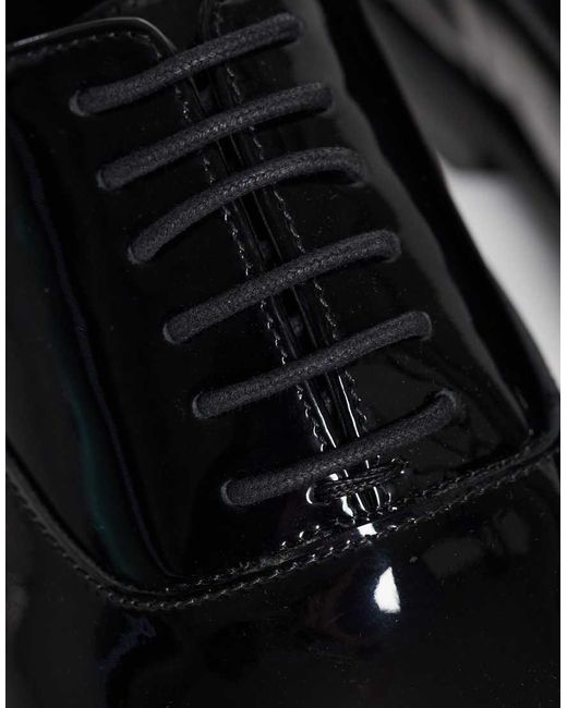 ASOS Black Lace Up Oxford Shoes With Toe Cap for men