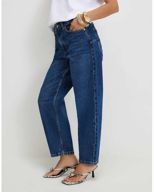 River Island Blue Barrel Leg Jeans