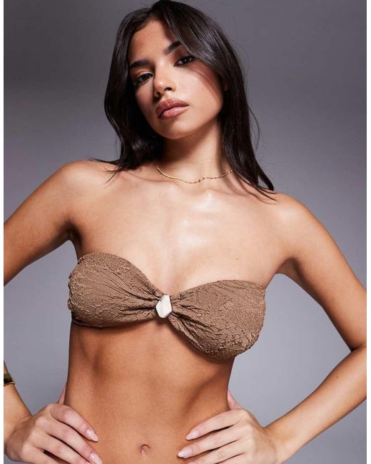 ASOS Brown Riley Resin Mykonos Twisted Padded Bandeau Bikini Top