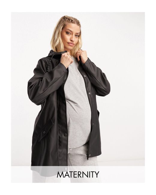 Vero Moda Vero Moda - Zwangerschapskleding - Rubberen Regenjas Met Capuchon in het Black
