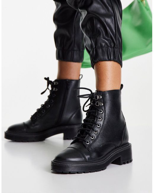 Botas militares negras clásicas con cordones River Island de Cuero de color  Negro | Lyst