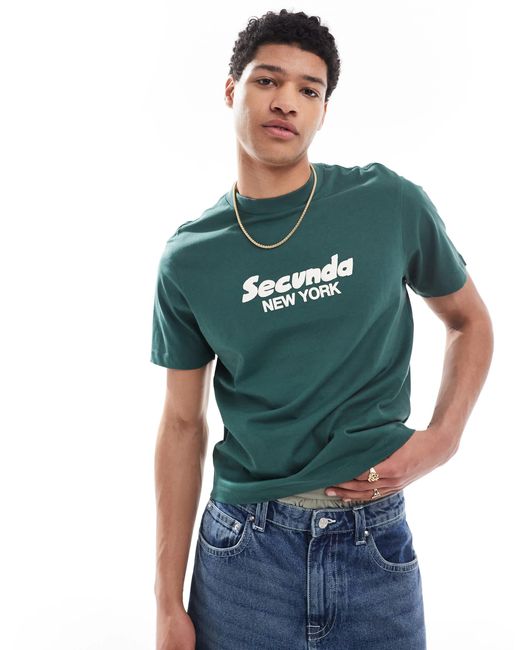 ASOS Green Boxy T-shirt With Text Graphics for men