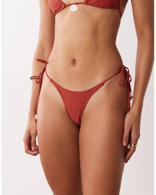 Motel Red Co-Ord Lentra Pearl Bikini Bottom