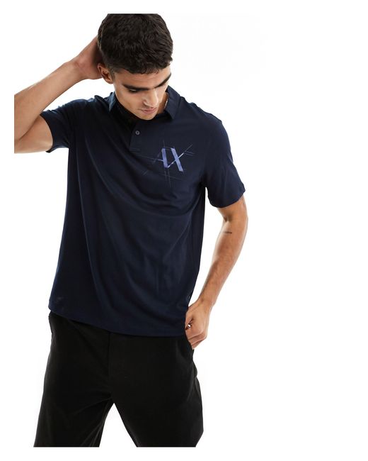 Armani Exchange Blue Chest Logo Polo Shirt for men