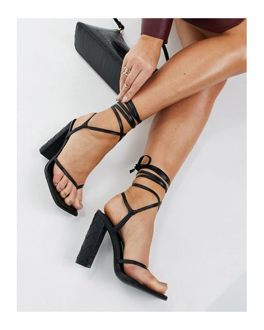 woven block heel sandal