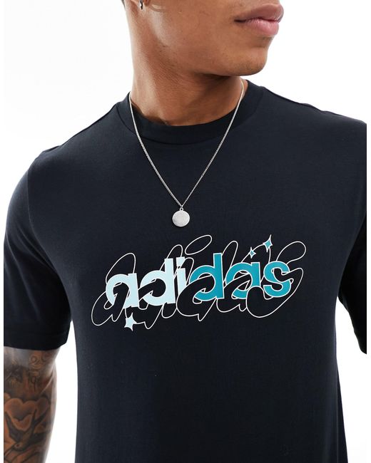 Adidas Originals Blue Adidas Training Bubble Graphic T-shirt for men