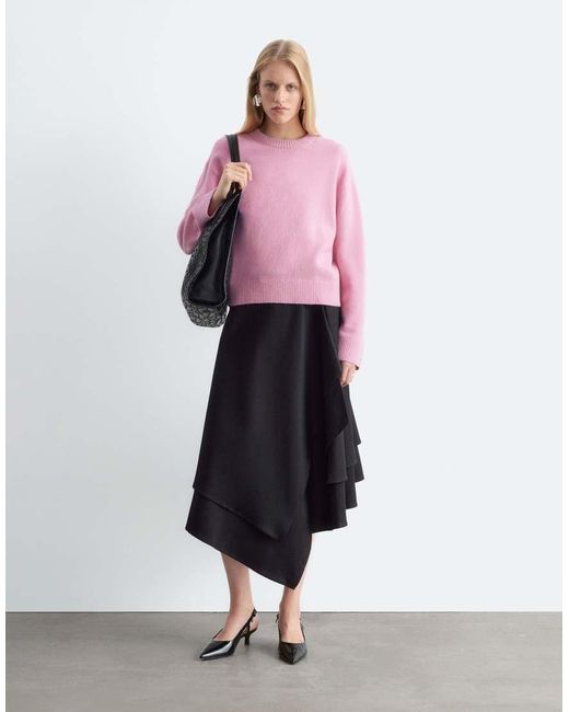 & Other Stories Pink Wool & Cotton Blend Crew Neck Jumper