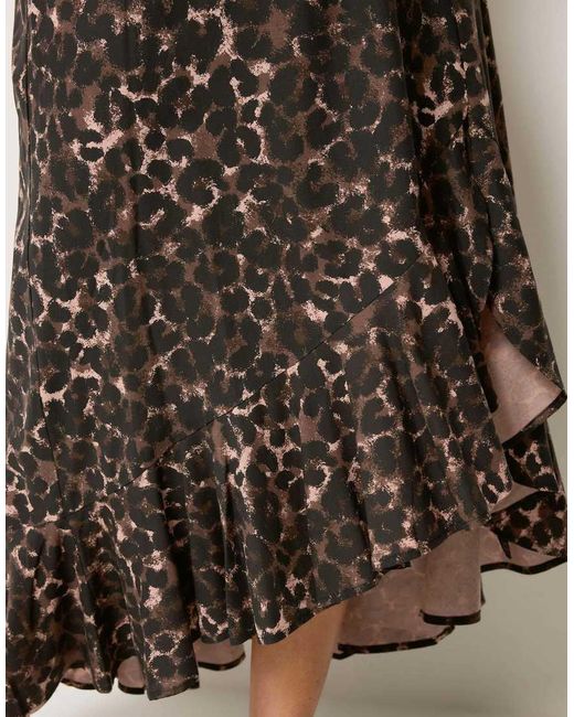 Yours Clothing Brown Leopard Print Ruffle Maxi Skirt