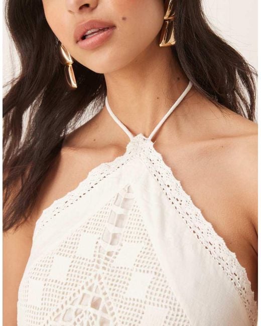 Abercrombie & Fitch Natural Halterneck Scarf Cutout Mini Dress