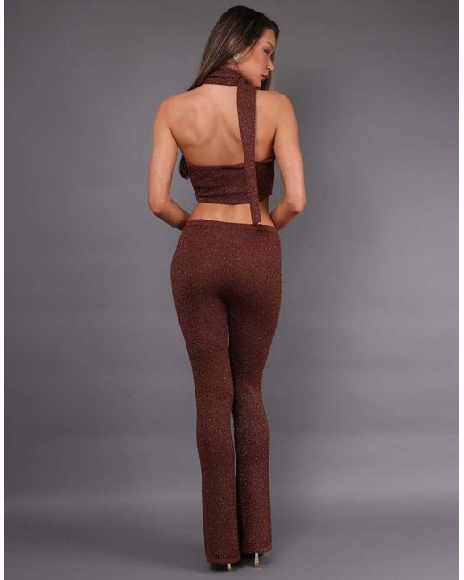 SIMMI Brown Serafina Bow Knit Flared Bottoms